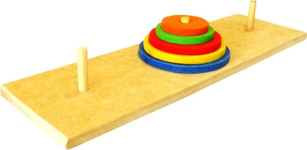Torre De Hanoi Base 36x12cm Com 3 Pinos Em Madeira E 6 Circulos Em Eva. - Editora fundamental Menor preço em Torre De Hanoi Base 36x12cm Com 3 Pinos Em Madeira E 6 Circulos Em Eva. - Editora fundamental