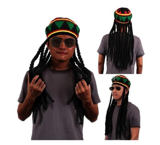 Touca Gorro Peruca Reggae Bob Marley Rastafari Dreadlocks - Cm Presentes E Fantasias
