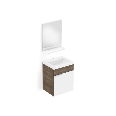 Toucador E Espelheira em Mdp Like 41x34cm com 1 Porta Branco E Wengue - Celite Menor preço em Toucador E Espelheira em Mdp Like 41x34cm com 1 Porta Branco E Wengue - Celite