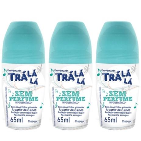 Tralálá S/ Perfume Desodorante Rollon Infantil S/ Alcool 65ml (Kit C/03) - Tralala Menor preço em Tralálá S/ Perfume Desodorante Rollon Infantil S/ Alcool 65ml (Kit C/03) - Tralala