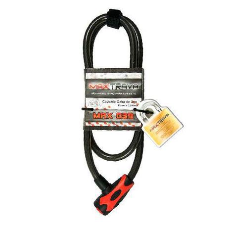 Trava Anti Furto Maxtrava Cadeado Cabo Aço Max 039 12x1200mm - Scud Menor preço em Trava Anti Furto Maxtrava Cadeado Cabo Aço Max 039 12x1200mm - Scud