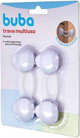 Imagem de Trava Gaveta Flexível para Bebê, Branco, 2 unidades, Buba