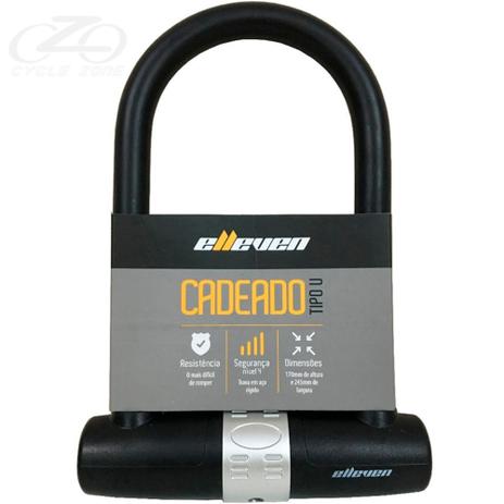 Trava Tranca Cadeado U Bike Bicicleta Moto U Lock Em Aço 245 - Elleven Menor preço em Trava Tranca Cadeado U Bike Bicicleta Moto U Lock Em Aço 245 - Elleven
