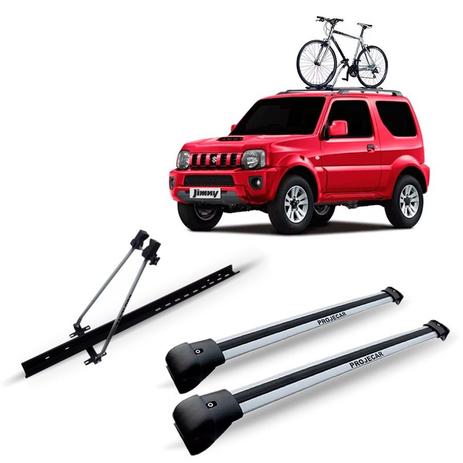 Travessa Bagageiro Rack Jimny Suzuki Prata + Suporte Bike - Projecar Menor preço em Travessa Bagageiro Rack Jimny Suzuki Prata + Suporte Bike - Projecar