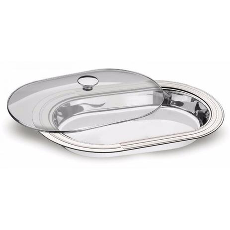 Travessa Inox Funda com Tampa de Vidro Ciclo Tramontina Menor preço em Travessa Inox Funda com Tampa de Vidro Ciclo Tramontina