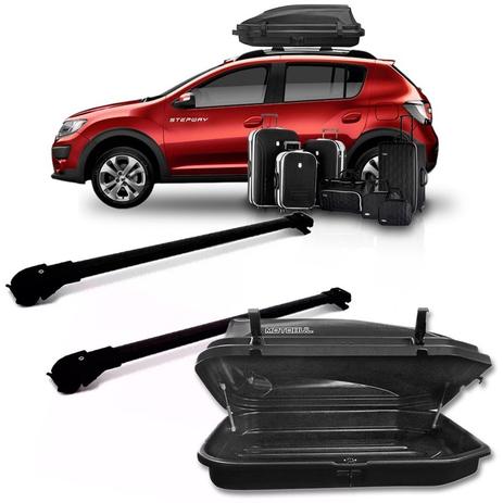 Travessa Rack Slim Sandero Stepway 2007 A 2017 + Caixa Bau 270 Litros - Sp acessórios Menor preço em Travessa Rack Slim Sandero Stepway 2007 A 2017 + Caixa Bau 270 Litros - Sp acessórios