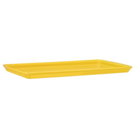 Travessa retangular rasa de cerâmica mondoceram gourmet 800g- amarelo Menor preço em Travessa retangular rasa de cerâmica mondoceram gourmet 800g- amarelo