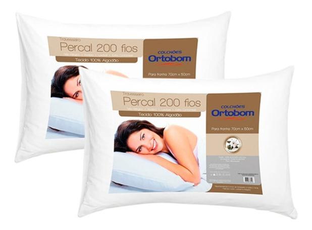 Travesseiro 100% Algodão 200 Fios Ortobom - Kit 2 Unidades - Barros Baby Menor preço em Travesseiro 100% Algodão 200 Fios Ortobom - Kit 2 Unidades - Barros Baby
