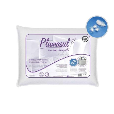 TRAVESSEIRO 90 PENA 10 PLUMA DE GANSO 50x70 cm BRANCO - Plumasul é boa?