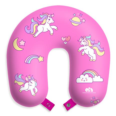 Travesseiro de Pescoço infantil Unicórnios Rosa pink com botão - Eba é boa?