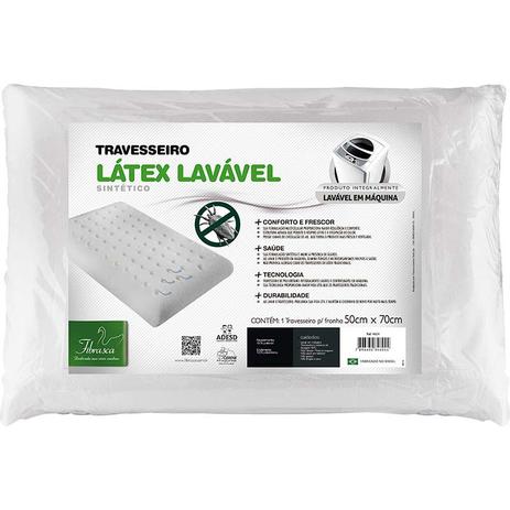 Travesseiro Látex Lavável Plus Sintético - Fibrasca Menor preço em Travesseiro Látex Lavável Plus Sintético - Fibrasca