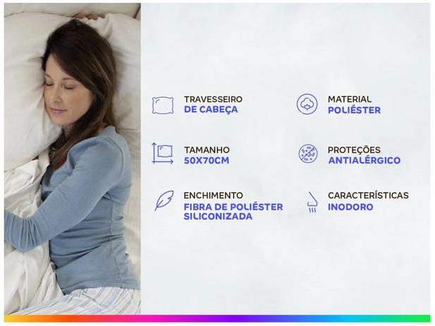 Travesseiro Ortobom de Cabeça 10cm de Altura Macio Poliéster Nápoles