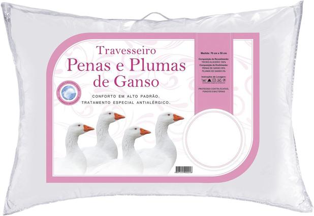 Travesseiro Penas e Plumas de Ganso 100 Algodão - Linda casa Menor preço em Travesseiro Penas e Plumas de Ganso 100 Algodão - Linda casa