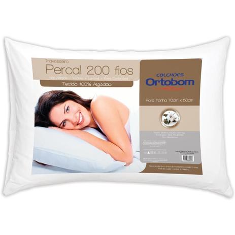 Travesseiro Percal com 200 Fios - Ortobom Menor preço em Travesseiro Percal com 200 Fios - Ortobom