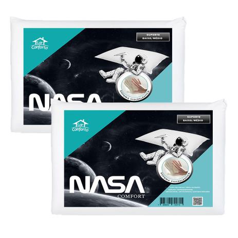 Travesseiros Nasa Comfort Viscoelástico Antiácaros Kit 2 Peças - Lar conforto Menor preço em Travesseiros Nasa Comfort Viscoelástico Antiácaros Kit 2 Peças - Lar conforto