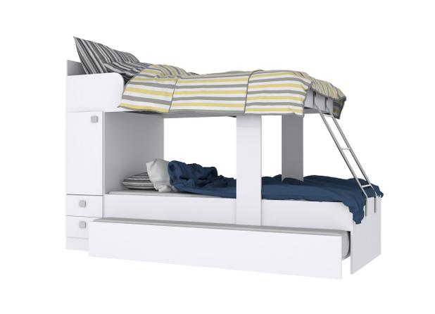 Treliche Beliche Cama Solteiro Infantil Armario Gaveta Branco - Percasa Menor preço em Treliche Beliche Cama Solteiro Infantil Armario Gaveta Branco - Percasa