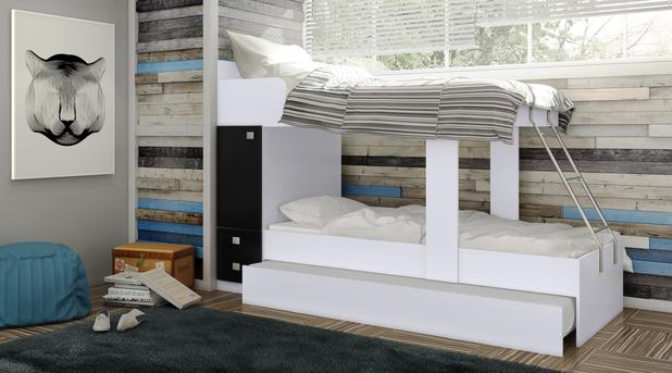 Treliche Beliche Cama Solteiro Infantil Armario Gaveta Preto - Percasa Menor preço em Treliche Beliche Cama Solteiro Infantil Armario Gaveta Preto - Percasa