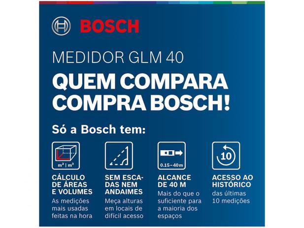 Trena a Laser Bosch 40m GLM 40 Professional - com Bolsa Protetora