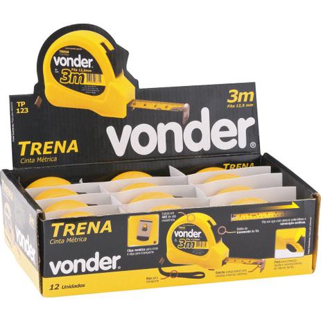 Trena aço 3mx12,5mm curta com caixa expositora 12 peças - Vonder Menor preço em Trena aço 3mx12,5mm curta com caixa expositora 12 peças - Vonder
