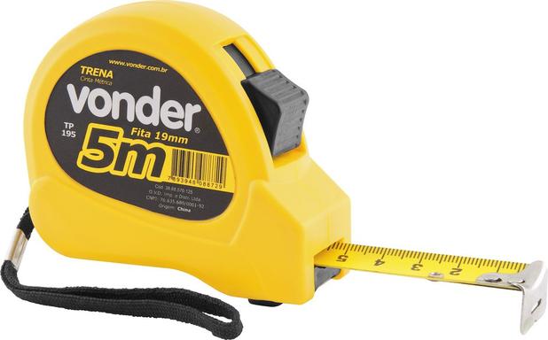 Trena aço 5mx19mm curta com caixa expositora 12 peças - Vonder Menor preço em Trena aço 5mx19mm curta com caixa expositora 12 peças - Vonder