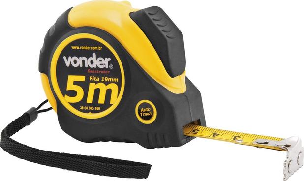 Trena aço 5mx19mm curta emborrachada auto trava ponta magnética - Vonder Construtor Menor preço em Trena aço 5mx19mm curta emborrachada auto trava ponta magnética - Vonder Construtor