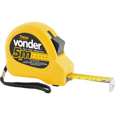 Trena com fita de aço 5 metros com trava - Vonder Menor preço em Trena com fita de aço 5 metros com trava - Vonder