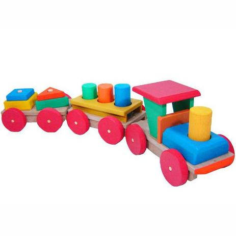 Trenzinho Pedagógico com Pinos - Planeta Brinquedos Menor preço em Trenzinho Pedagógico com Pinos - Planeta Brinquedos