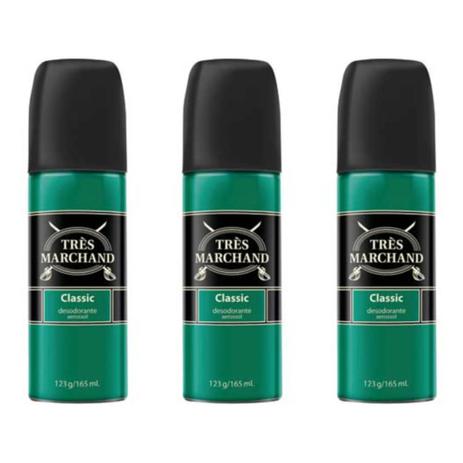 Très Marchand Classic Desodorante Aerosol 123g (Kit C/03) - Tres marchand Menor preço em Très Marchand Classic Desodorante Aerosol 123g (Kit C/03) - Tres marchand
