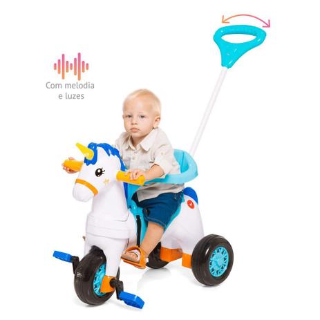 Triciclo Carrinho Unicornio Tico Calesita Velocita Fantasy 1002 Azul Menor preço em Triciclo Carrinho Unicornio Tico Calesita Velocita Fantasy 1002 Azul