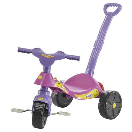Triciclo Com Empurrador Biemme Smile Rosa E Lilás Menor preço em Triciclo Com Empurrador Biemme Smile Rosa E Lilás