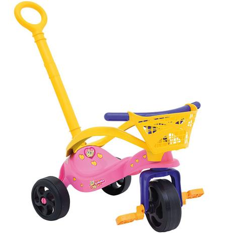 Triciclo Fofinha com Empurrador, Proteção e Cestinha - Xalingo Menor preço em Triciclo Fofinha com Empurrador, Proteção e Cestinha - Xalingo