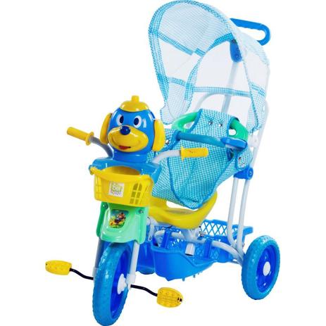 Triciclo Gangorra 3 em 1 com Capota Removível Cachorro BelBrink - Azul Menor preço em Triciclo Gangorra 3 em 1 com Capota Removível Cachorro BelBrink - Azul
