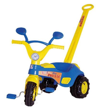 Triciclo Infantil Blue Music com Haste e Buzina 1832 - Cotiplás Menor preço em Triciclo Infantil Blue Music com Haste e Buzina 1832 - Cotiplás
