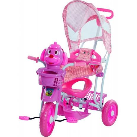 Triciclo Infantil C/capota 2x1,música/luzes Vira Gangorra Belfix Rosa - Bel Fix Menor preço em Triciclo Infantil C/capota 2x1,música/luzes Vira Gangorra Belfix Rosa - Bel Fix