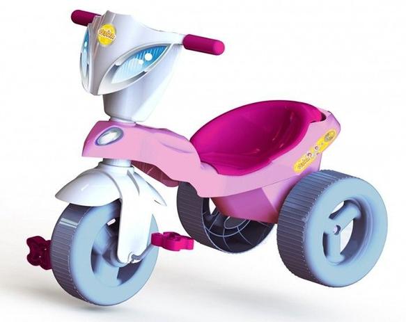 Triciclo Infantil Pepita Com Baú Rosa Branco - Xalingo Menor preço em Triciclo Infantil Pepita Com Baú Rosa Branco - Xalingo