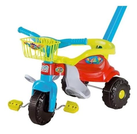 Triciclo Motoca Infantil Tico Tico Festa Azul Com Aro - Magic Toys
