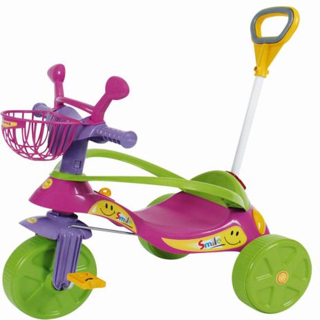 Triciclo Smile Confort Elite Rosa com Empurrador Biemme Menor preço em Triciclo Smile Confort Elite Rosa com Empurrador Biemme