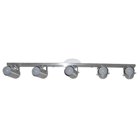 Trilho De 01 Metro Com 05 Spots - Para Lâmpadas E27 - Alumínio Escovado - Inox - Lustres amandini Menor preço em Trilho De 01 Metro Com 05 Spots - Para Lâmpadas E27 - Alumínio Escovado - Inox - Lustres amandini