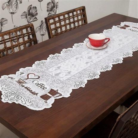 Trilho de mesa rendado 0,40 x 1,50 café bege - interlar Menor preço em Trilho de mesa rendado 0,40 x 1,50 café bege - interlar