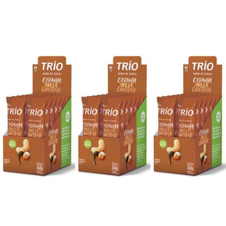 Trio Barra Cereal Tradicional Castanha Avelã e Chocolate C/12 (Kit C/03) Menor preço em Trio Barra Cereal Tradicional Castanha Avelã e Chocolate C/12 (Kit C/03)