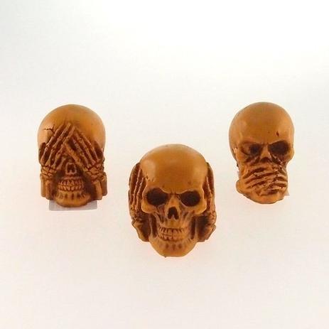 Trio Cranio Amarelo Caveira Resina Cego Surdo e Mudo Enfeite - Maisaz Menor preço em Trio Cranio Amarelo Caveira Resina Cego Surdo e Mudo Enfeite - Maisaz