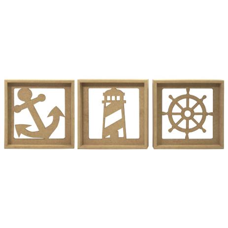 Trio de Quadros Decorativo 3D Marinheiro - MDF a Laser - Palácio da arte Menor preço em Trio de Quadros Decorativo 3D Marinheiro - MDF a Laser - Palácio da arte