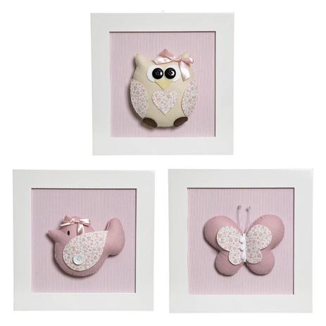 Trio De Quadros Jardim Quarto Bebê Infantil Menina - Potinho de mel Menor preço em Trio De Quadros Jardim Quarto Bebê Infantil Menina - Potinho de mel