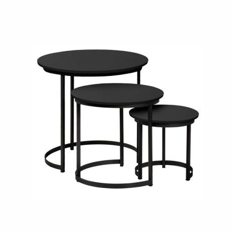 Trio Mesa Lateral de Canto com Base de Metal Preta - TNA Decor Menor preço em Trio Mesa Lateral de Canto com Base de Metal Preta - TNA Decor