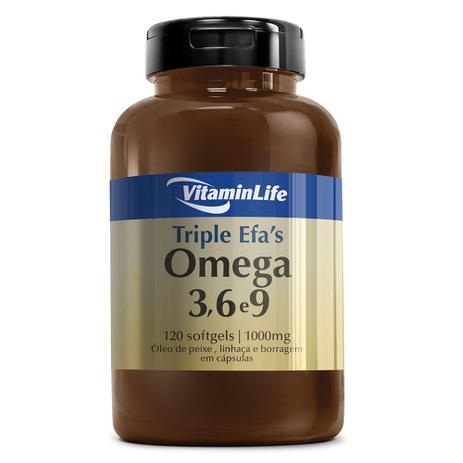Triple EfaS Ômega 369 (1000mg) 120 Softgels - Vitaminlife Menor preço em Triple EfaS Ômega 369 (1000mg) 120 Softgels - Vitaminlife