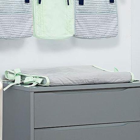 Trocador de Fraldas Anatômico para Bebê Plastificado Chambray Verde e Cinza - Aime Menor preço em Trocador de Fraldas Anatômico para Bebê Plastificado Chambray Verde e Cinza - Aime