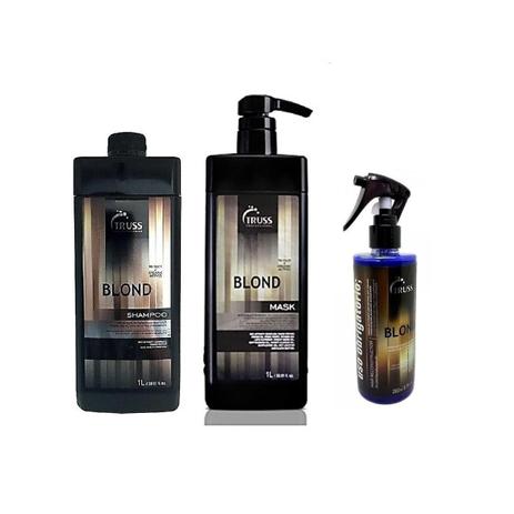 Truss Blond Hair Shampoo 1000ml + Blond Hair Mask 1000ml + Uso Obrigatório Blond 260ml Kit 3 produtos - Truss professional Menor preço em Truss Blond Hair Shampoo 1000ml + Blond Hair Mask 1000ml + Uso Obrigatório Blond 260ml Kit 3 produtos - Truss professional