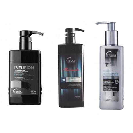 Truss hair Infusion 650ml Bidimensional 1lt Hair Protector 250ml Kit 3 Prod - Truss professional Menor preço em Truss hair Infusion 650ml Bidimensional 1lt Hair Protector 250ml Kit 3 Prod - Truss professional