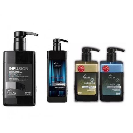 Truss Infusion 650ml + Shampoo Bidimensional 1lt + Selagem High Liss Normal e Violeta Blond 2x 650ml - Truss professional Menor preço em Truss Infusion 650ml + Shampoo Bidimensional 1lt + Selagem High Liss Normal e Violeta Blond 2x 650ml - Truss professional