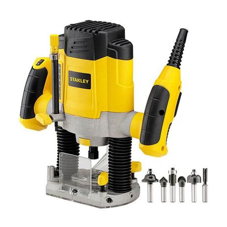 Tupia de Coluna 1/4” 1200W com 6 Fresas Srr1200 Stanley Menor preço em Tupia de Coluna 1/4” 1200W com 6 Fresas Srr1200 Stanley